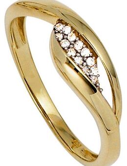 JOBO Goldring, 333 Gold bicolor mit 13 Zirkonia