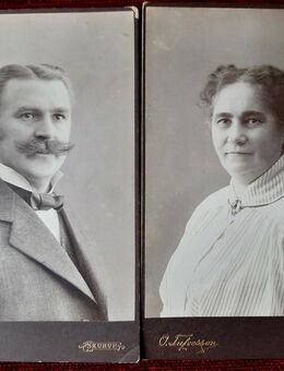 2 schöne alte Portraits aus Schweden eines Paares Fotos auf Pappe - Niederfischbach