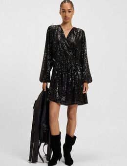 BOSS ORANGE Paillettenkleid Dilloi Premium Damenmode mit V-Ausschnitt, kurz geschnitten