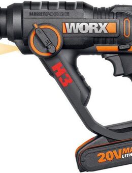 Worx Akku-Bohrhammer WX390, (Set), 3-In-1, pneumatisches Hammerwerk, inkl. Akku & Ladegerät
