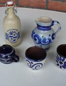 Steingut - 3 x Bembel - 2 Becher - 1 x Senftopf - 1x Bierflasche in 55129