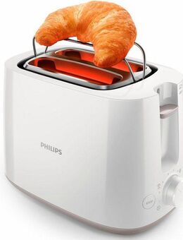 Philips Toaster HD2581/00, 2 kurze Schlitze, 830 W, integrierter Brötchenaufsatz, weiss