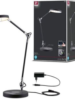 Paulmann LED Schreibtischlampe Numis 11W schwarz QI tuneablewhite dimmbar, LED fest integriert, Tageslichtweiß, Kabellänge 1,50m