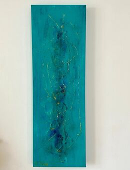 Großes, edles Acrylbild in Türkis,- Blau- und Goldtönen 40x120 cm - Rösrath Zentrum