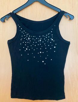 Edles T-Shirt, Made in Italy, schwarz mit Perlenbesatz, Gr. S/M - Saaldorf-Surheim