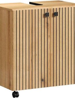 welltime Waschbeckenunterschrank Amrum (1-St) BxHxT 80 x 64 x 42cm Waschbeckenunterschrank Eiche Rillenoptik