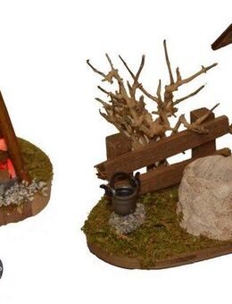 Alfred Kolbe Krippen-Zubehör, Lagerfeuer mit Flackerplatine, für 8-10 cm Figuren, Brunnen