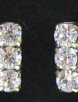 Ohrstecker in Schleifenform / Schleife - silberfarben mit Strass - Modeschmuck - 90er Jahre - Biebesheim (Rhein)