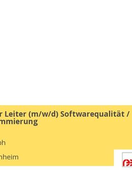Technischer Leiter (m/w/d) Softwarequalität / SPS-Programmierung - Veitshöchheim
