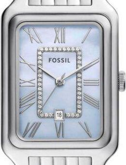Fossil Quarzuhr RAQUEL ES5402, Armbanduhr, Damenuhr, Edelstahlarmband, analog, Tag, Glassteine