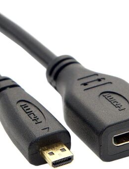 Mini HDMI 1.4 Buchse auf Micro HDMI 1.4 Stecker, Adapter Typ C, schwarz - 10cm lang - Fürth