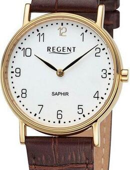 Regent Quarzuhr F1430 - 20574GP, Armbanduhr, Damenuhr, Saphirglas, Lederarmband, analog