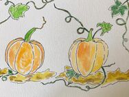 Aquarell auf Aquarellpapier Kürbis Pumpkin 24 cm x 18 cm - Iserlohn