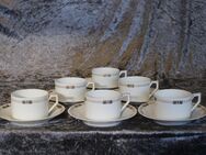 6 antike Porzellan Kaffeegedecke von J & C BAVARIA / Modell AIDEA / mit Goldrand - Zeuthen