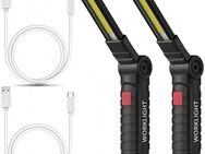 BlingBin LED Taschenlampe 2/4pcs COB-LED Stab Leuchte KFZ Arbeit Werkstatt Akku Magnet Handlampe (2 Stück, 2-St., 2 PCS), Handlampe mit Magnet uend Haken für Auto Reparatur Camping Notfall