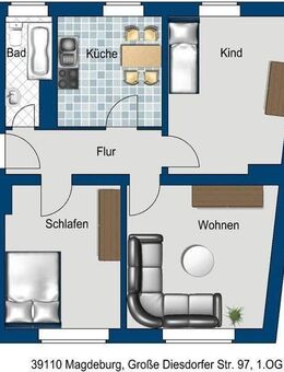 Helle 3-Zimmer-Wohnung freut sich auf neue Mieter - Magdeburg