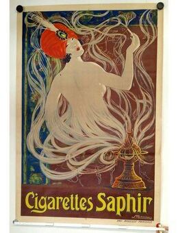 Antikes Reklame Plakat ca 1910 Cigarettes Saphir Vintage Poster - Köln