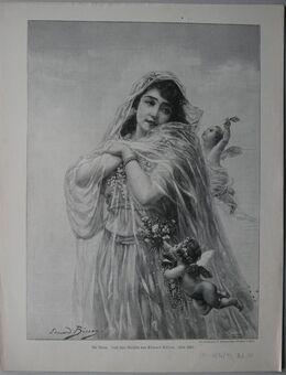Grafik : Die Braut . , Nach dem Gemälde von Eduard Bisson ., 1892/93 , Blatt 36cm x 28cm , M24 - Görlitz