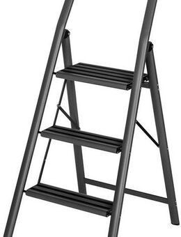 WENKO Trittleiter Modell Alu-Compact, leichte & rutschfeste Haushaltsleiter, belastbar bis 150 kg, klappbar