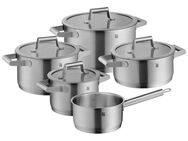 WMF Topf-Set Comfort Line Induktion, Kochtopf Set mit Glasdeckel, mattiert, Cromargan® Edelstahl Rostfrei 18/10 (Set, 5-tlg., je Fleischtopf Ø /16/20/24 cm, Bratentopf Ø 20 cm, Kasserolle Ø 16 cm), Töpfe Set stapelbar, für alle Herdarten geeignet,...