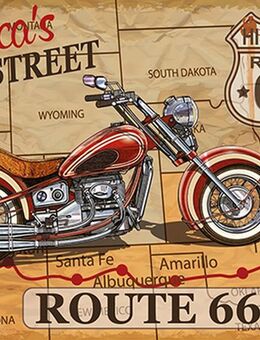 Tolles Blechschild Route 66 mit Motorrad Biker USA - München