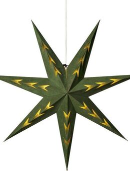 KONSTSMIDE Dekostern, 1 St., Papierstern m. LED-Technik, grünem Samt, V-förmig perforiert, 7 Zacken