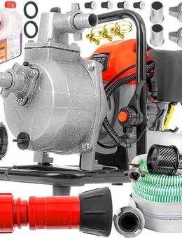 #SALE# Hochleistung Benzin Wasserpumpe 300l/min XXL Starter Set mit Saugschlauch & 20m Feuerwehrschlauch - Wuppertal