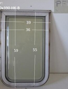 Wohnwagenfenster PERSPEX ca 59 x 39 bzw 55 x 36 BADFENSTER (Lagerware -> Neue Ware mit Lagerspuren) Hobby/Fendt/Tabbert mit Rahmen, HOCHKANTFENSTER - Schotten Zentrum