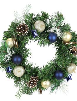 Kunstkranz Dekorierter Weihnachtskranz Kugel/Stern/Apfel/Zapfen Zapfen, I.GE.A., Höhe 32 cm, Tannenkranz Weihnachten künstlich dekoriert Adventskranz Kranz