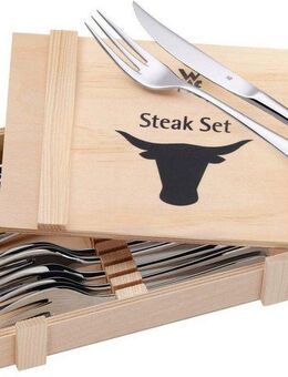WMF Steakbesteck (12-tlg), 6 Personen, Cromargan® Edelstahl Rostfrei 18/10, inkl. Holzkiste