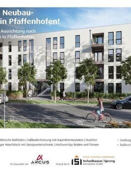 Pfaffenhofen! 2-ZKB Erdgeschoss-Wohnung mit ca. 14,10 m² Süd-/West-Terrasse, elektr. Rollläden, Fußbodenhzg., Videospr., Dusche bodengleich u. Keller! - Pfaffenhofen (Ilm)