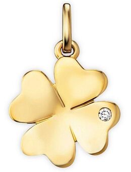 ONE ELEMENT Kettenanhänger 0.01 ct Diamant Brillant Kleeblatt Anhänger aus 585 Gelbgold, Damen Gold Schmuck Kleeblatt