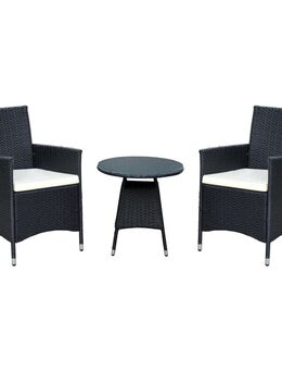 3-teilige Gartenmöbel Sitzgruppe Gartenset Lounge Polyrattan Rattan Essgruppe schwarz - Ingolstadt