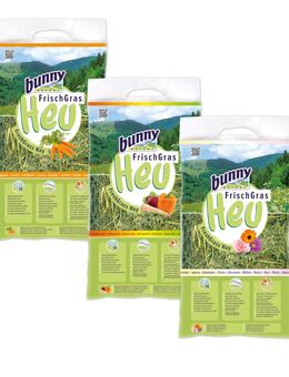 Bunny FrischGras Heu Set Karotte, Vital, Blüten - Sparpaket: 9 x 500 g