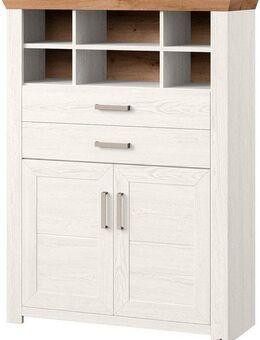 set one by Musterring Highboard York, Typ 16, mit Holztüren und Schubkasten, Beleuchtung optional, B 105 cm