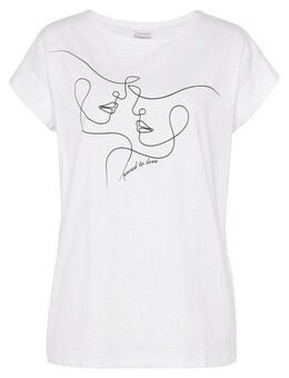 LASCANA Kurzarmshirt mit Frontdruck, T-Shirt aus Baumwolle, Printshirt, Basic