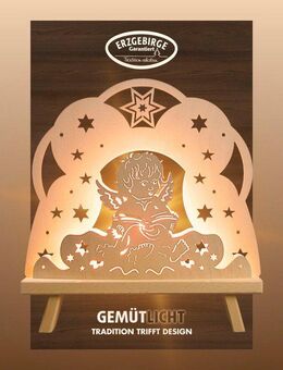 Weigla Lichterbogen Engel in Wolke, Dekoleuchte aus Holz, NATUR, Made in Germany (1-tlg), Erzgebirge garantiert, Weihnachtsdeko Innen, Weihnachtsbeleuchtung