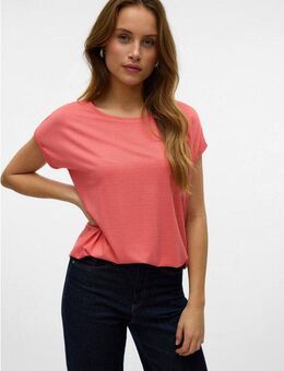 Vero Moda Rundhalsshirt VMLAVA PLAIN SS TOP LUREX STRIPE