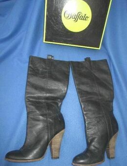 NEUw * Stylisch * Echt- Leder * Schlupf * Stiefel * Boots "Buffalo" Original * Gr. 37- 38/ 4- 5 * dunkel-grau * anthrazit * - Riedlingen