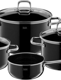 Silit Topf-Set Elegance Line Induktion, Kochtopf Set mit Glasdeckel, Silargan® (Set, 4-tlg., je 1 Fleischtopf Ø 16/20,24 cm, 1x Kasserolle Ø 16 cm), Induktions Töpfe Set nickelfrei, Made in Germany