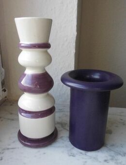 2 Leuchter Keramik Kerzenständer Teelichthalter lila Vase Deko zus. 3,- - Flensburg