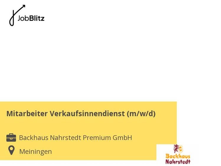 Mitarbeiter Verkaufsinnendienst (m/w/d) - Meiningen