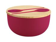 KESPER® Salatschüssel Salatschale mit Deckel und Salatbesteck, Polypropylen, (Set, 4-tlg), Deckel aus FSC®-zertifiziertem Bambus