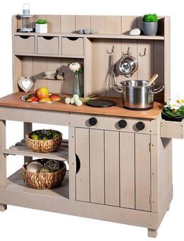 MUDDY BUDDY® Outdoor-Spielküche Explorer Holz, Matschküche, warmgrau, FSC® - schützt Wald