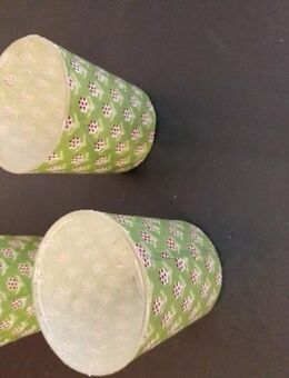3 DIY Teelichthalter Windlicht Glas grüngemustert Set zusammen 8cm Hoch - Essen