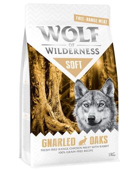 30% Rabatt! 1 kg Wolf of Wilderness Trockenfutter - Gnarled Oaks - Freiland-Huhn & Kaninchen (Soft & Strong)