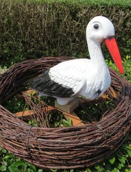 Storchennest mit 1 Storch mittel NEU Dekofigur Deko Figur Gartendeko - Hergisdorf