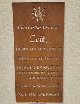 Großes Spruchschild "Genieße deine Zeit" Metall Edelrost - Kraftisried