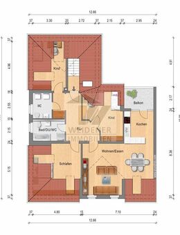 Große 4 Raum-Dachgeschosswohnung mit Balkon und Gäste-WC! - Gera