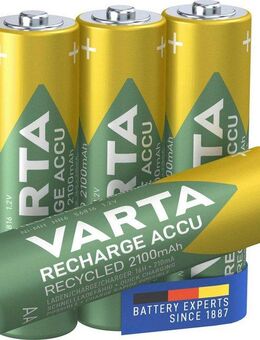 VARTA wiederaufladbare Akkus Akku Mignon 2100 mAh (1,2 V, 4 St), VARTA Recharge Accu Recycled wiederaufladbar